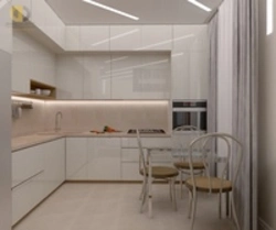 Interior Of A Corner Kitchen In A Modern Style In Light Colors