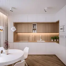 Интерьер угловой кухни в современном стиле в светлых тонах