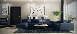 White Sofas In The Interior Of The Living Room Photo In A City Apartment