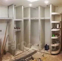 DIY dressing room made of plasterboard with photos