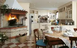 Кухні дызайн з камінам
