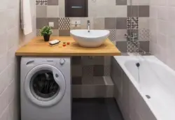 Bath interior with washing machine and countertop