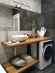 Bath interior with washing machine and countertop