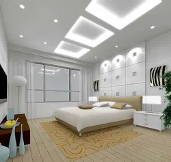 Bedroom interior low ceiling