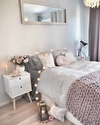 Bedroom design in gray pink tone