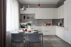 Kitchen in gray and white tones design photo