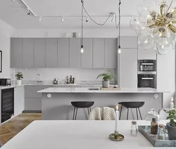 Kitchen In Gray And White Tones Design Photo