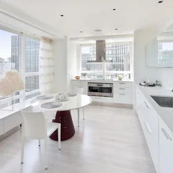 Kitchen interior floor to ceiling windows