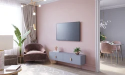 Living Room In Dusty Rose Color Photo