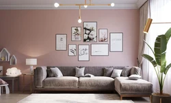 Living room in dusty rose color photo