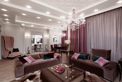 Living room in dusty rose color photo