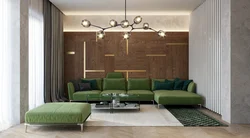 Emerald Sofa In The Interior Of The Kitchen Living Room