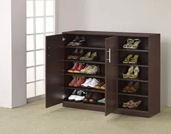 Closed shoe cabinet in the hallway photo