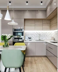 Corner kitchen design in light colors