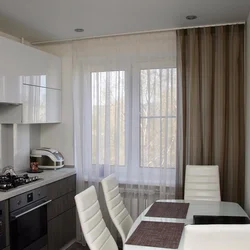 White tulle in the kitchen interior