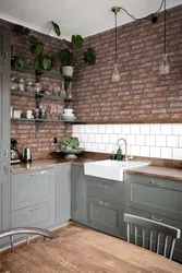 Kitchen wallpaper brick photo