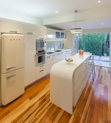 Kitchen Design With Beige Refrigerator