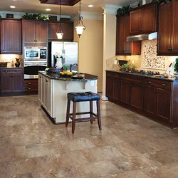 Choose the color of the floor in the kitchen interior