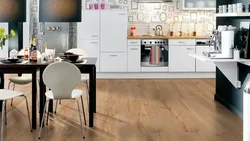 Choose the color of the floor in the kitchen interior