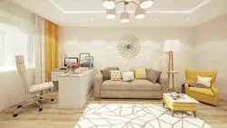 Дизайн с бежевым диваном гостиной