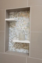 Tile Shelves In The Bathroom In The Wall Photo