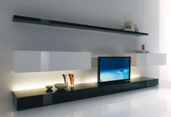 Photo of wall shelves in the living room for TV