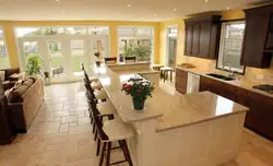 Kitchen interior with access to the terrace
