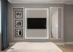 Bedroom interior TV opposite the bed