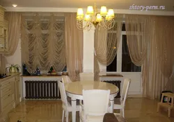 Curtain design for kitchen living room with two windows