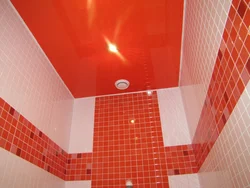 Фото натяжных потолков в ванной комнате и туалете