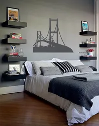 Shelves in the bedroom interior