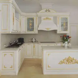 Белая Кухня С Золотом В Интерьере
