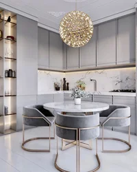 White kitchen with gold in the interior