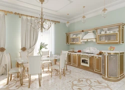 White kitchen with gold in the interior