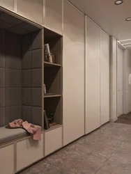 Заманауи стильде шкафы бар тар дәліздің дизайны