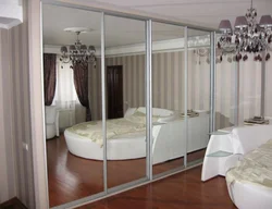Photo Of Built-In Wardrobes In The Bedroom With Mirrors