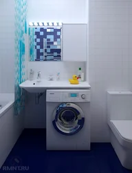 Design of a small bathroom with a sink above the washing machine