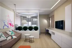 Design project of a one-room apartment with a balcony