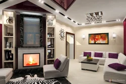 Living room design 18 square meters with fireplace