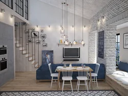 Bright Living Room In Loft Style Photo