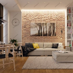 Bright living room in loft style photo