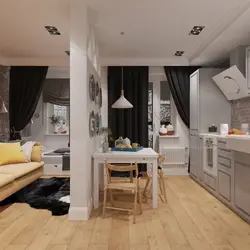 Studio Apartment Design 30 Sq M With Kitchen And Bedroom
