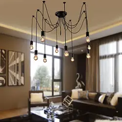 Подвесные люстры в интерьере гостиной