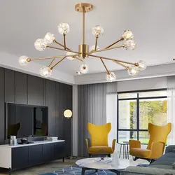 Hanging chandeliers in the living room interior