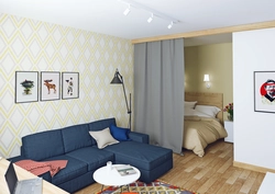 Studio apartment with a niche interior design photo