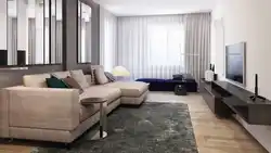 Living room design with light sofa