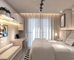 Дизайн 20 м спальни с балконом