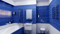 Дызайн ваннага пакоя сіняй блакітны