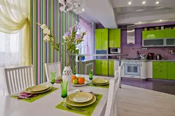 Kitchen design light green wallpaper