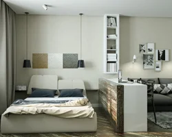 Interior of bedrooms in apartment with sofa